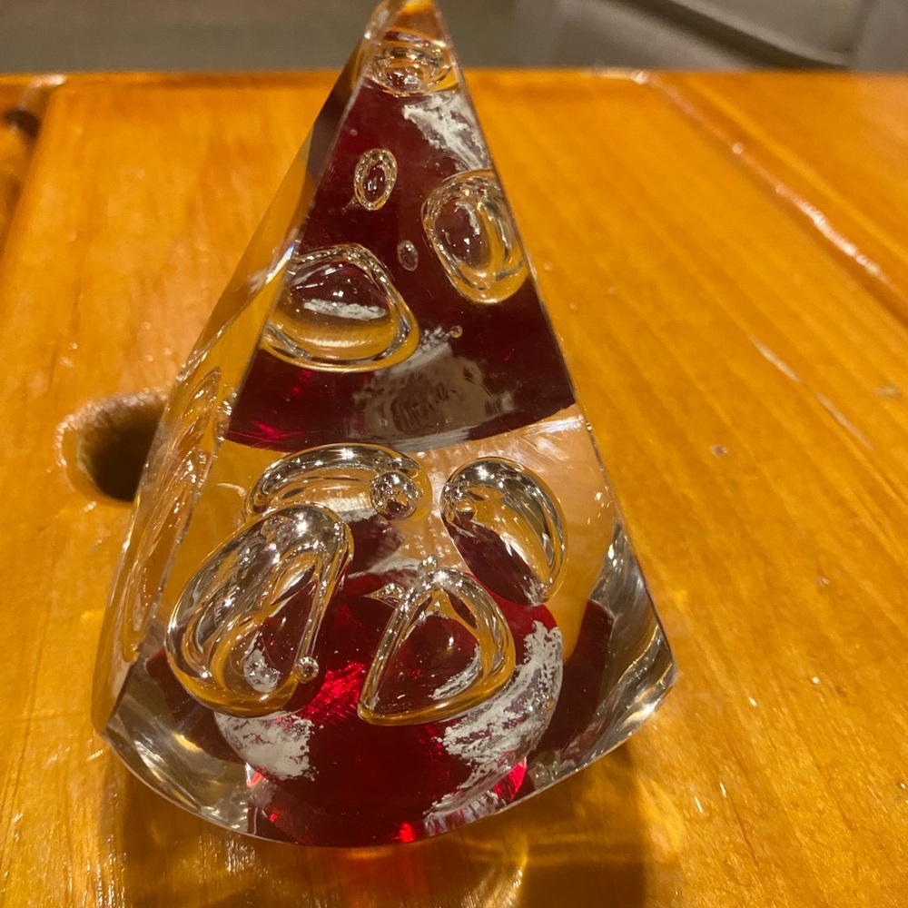 Elegant Red and Clear Glass Art Sculpture